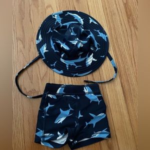 Hanna Andersson 3-6M Swim Trunks and Hat